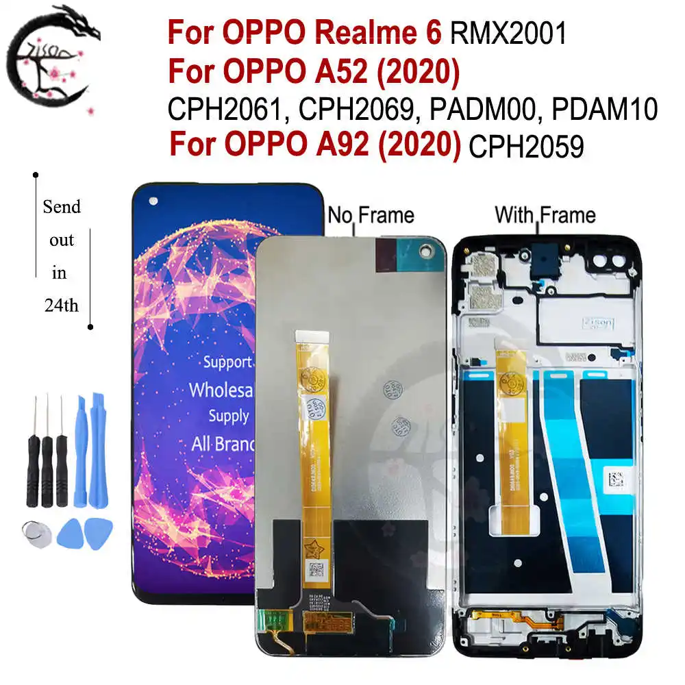 LCD With Frame For OPPO Realme 6 A52 A92 2020 LCD RMX2001 CPH2069 Display Screen Touch Sensor Digitizer Assembly Realme6 Display