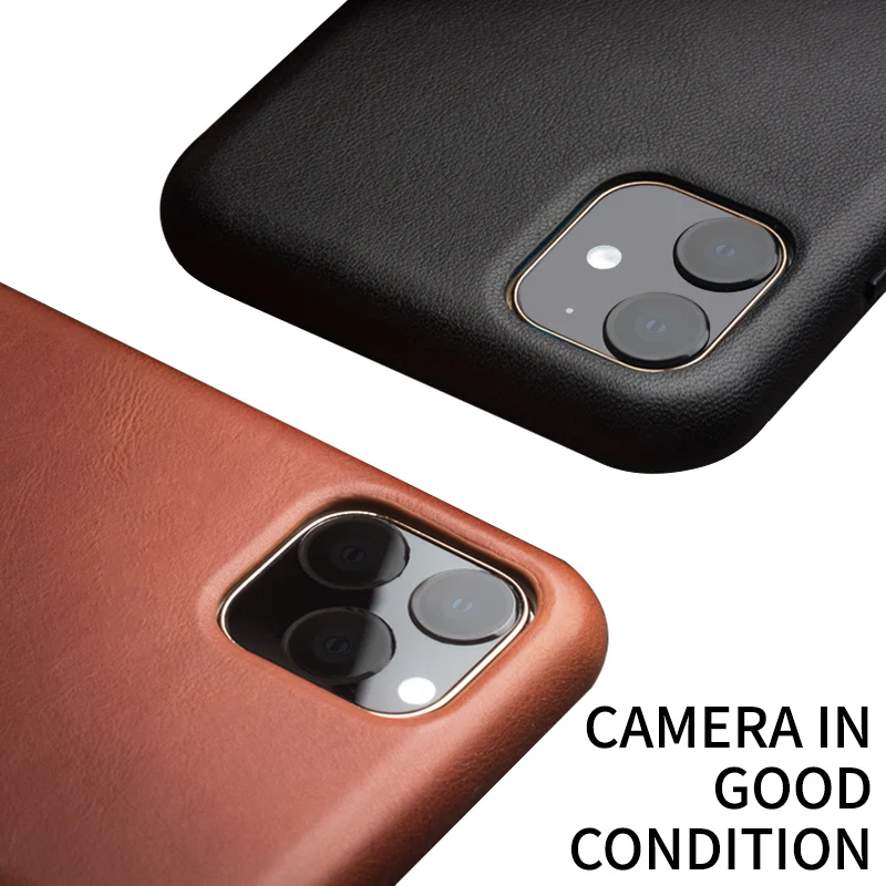 QIALINO Genuine Leather Phone Case for iPhone 11Pro Max Anti fall Fashion Luxury Ultra Thin Back Cover for iPhone12 mini Pro Max