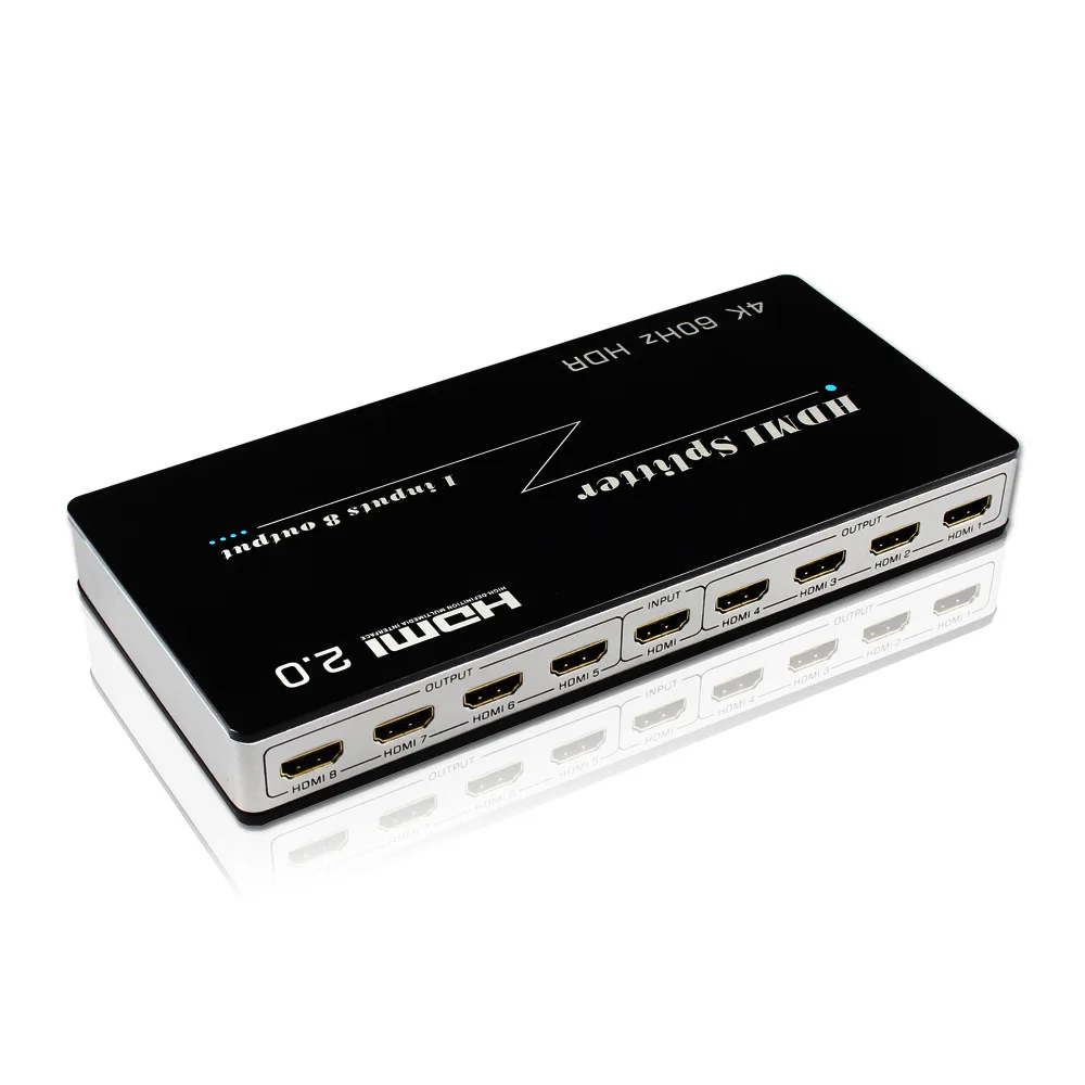 1 In 8 Out Hdmi-Compatibel Splitter, 1X8 4K Hdmi-Compatibel 2.0 Splitter Ondersteuning 4K * 2K @ 60Hz/3D/Hdcp 2.2/Hdmi 2.0