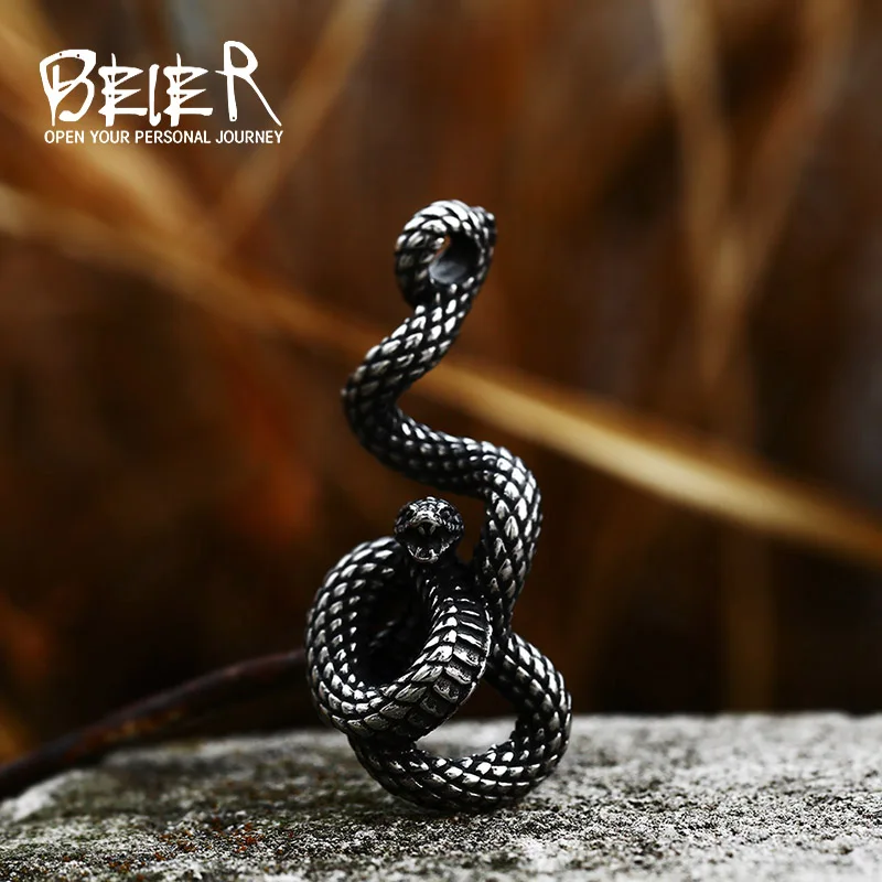 Beier 316L Stainless Steel Fashion Animal Snake Pendant Men And Women Pendant Necklace Punk High Quality Jewelry LLLHP135P