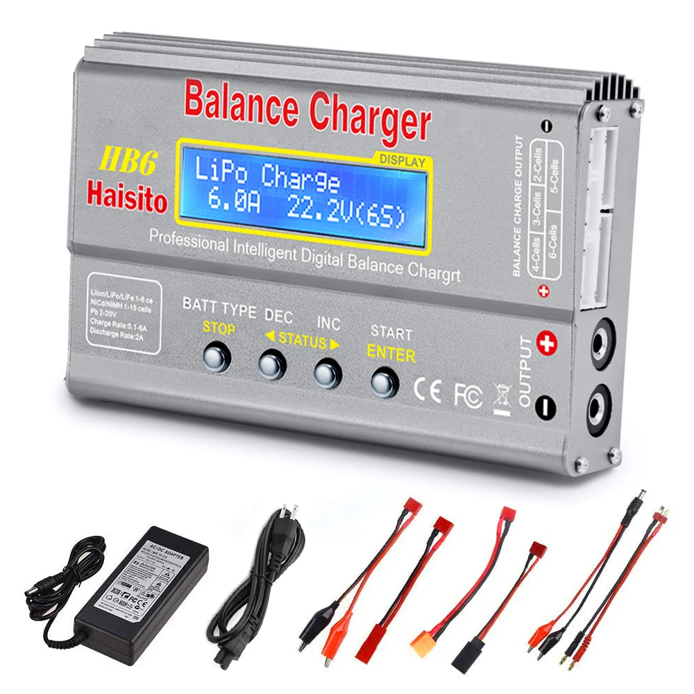 Imax b6 HTRC HB6 80W 6A Lipo Charger+15V 6A Adapter For Lipo NiMh Li-ion Ni-Cd Battery Balance Charger Discharger Grey Color