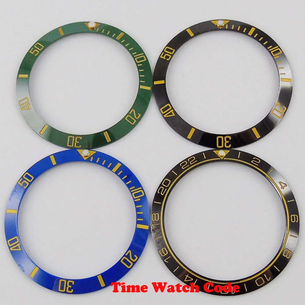 High quality 38mm ceramic Watch Bezel insert for 40mm Automatic Men's watch Parts yellow marks Accessories replacement