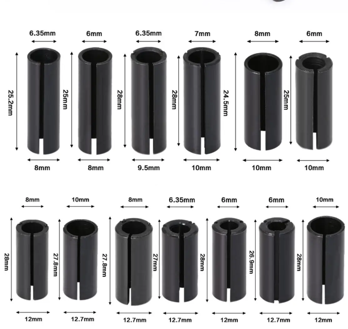 Tuerca cónica de mandril de enrutador, adaptador para HITACHI, BOSCH, DeWALT, Hilti, Makita, WORX, METAB, 6mm, 8mm, 10mm, 12mm, 12,7mm, 1/2 \