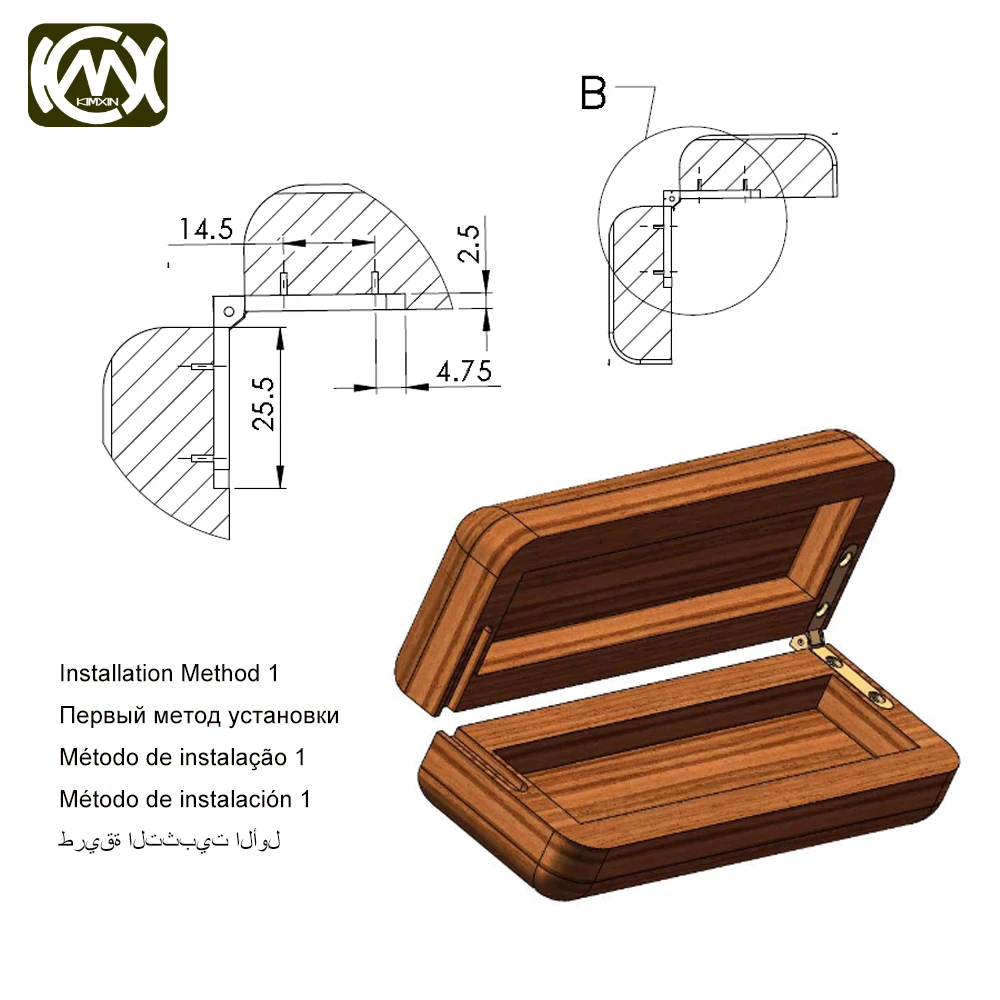 KIMXIN High-End Wooden Box Accessories Jewelry Box Hinge Zinc Alloy Seven-Letter Hinge Screw 10 Pieces For Sale The Simple Hinge