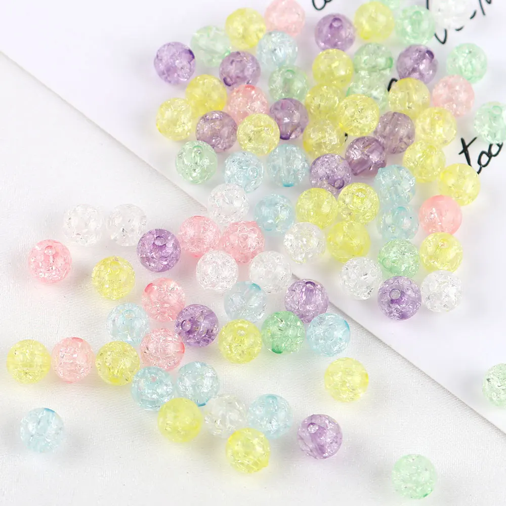 100pcs/lot 6mm perforated crackbead burst broken beautiful round bead translucent plastic beads diy beads accessories