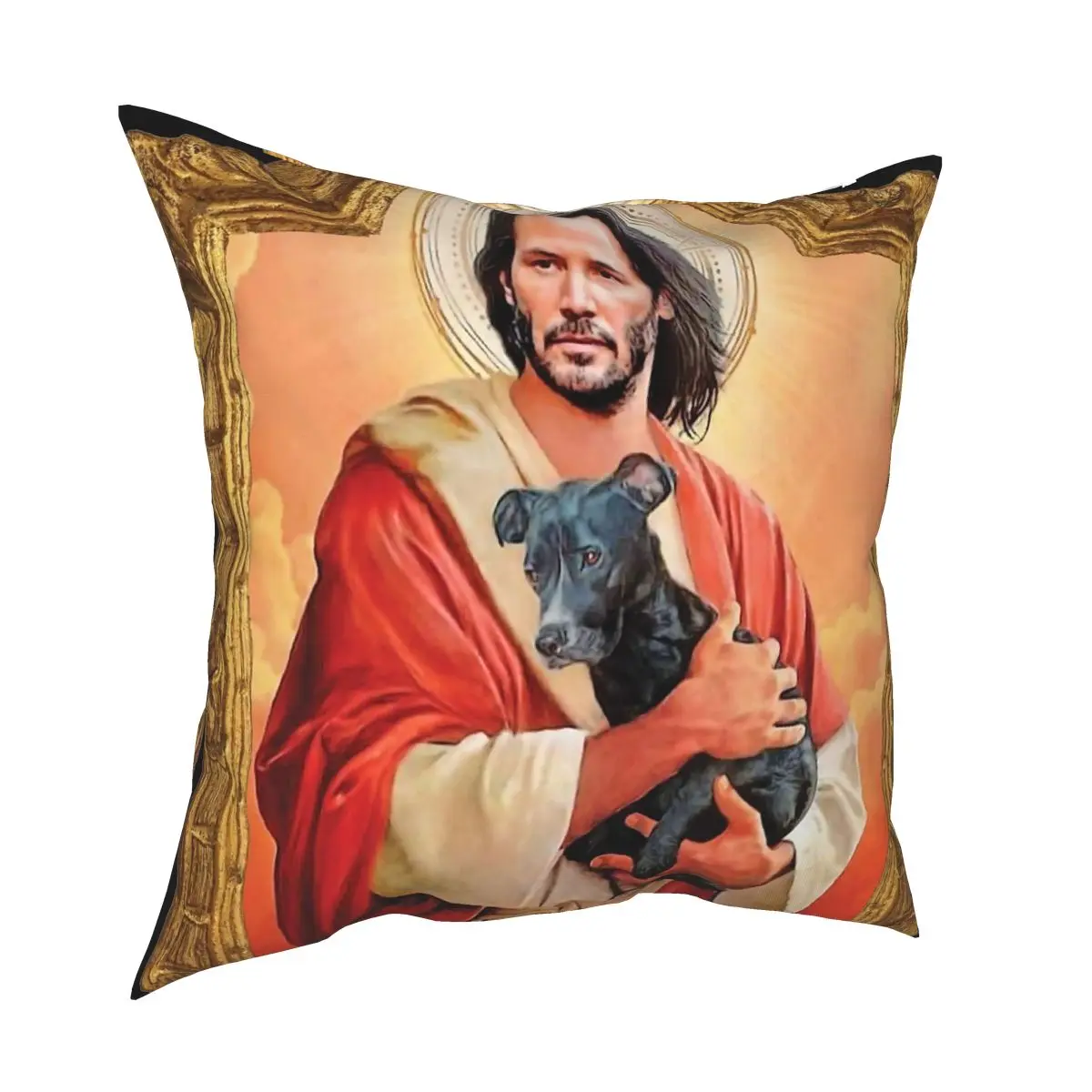 Keanu Reeves St John Patron St Of Doggies Pillowcase Polyester Pattern Zip Decorative Pillow Case Sofa Seater Cushion Cover