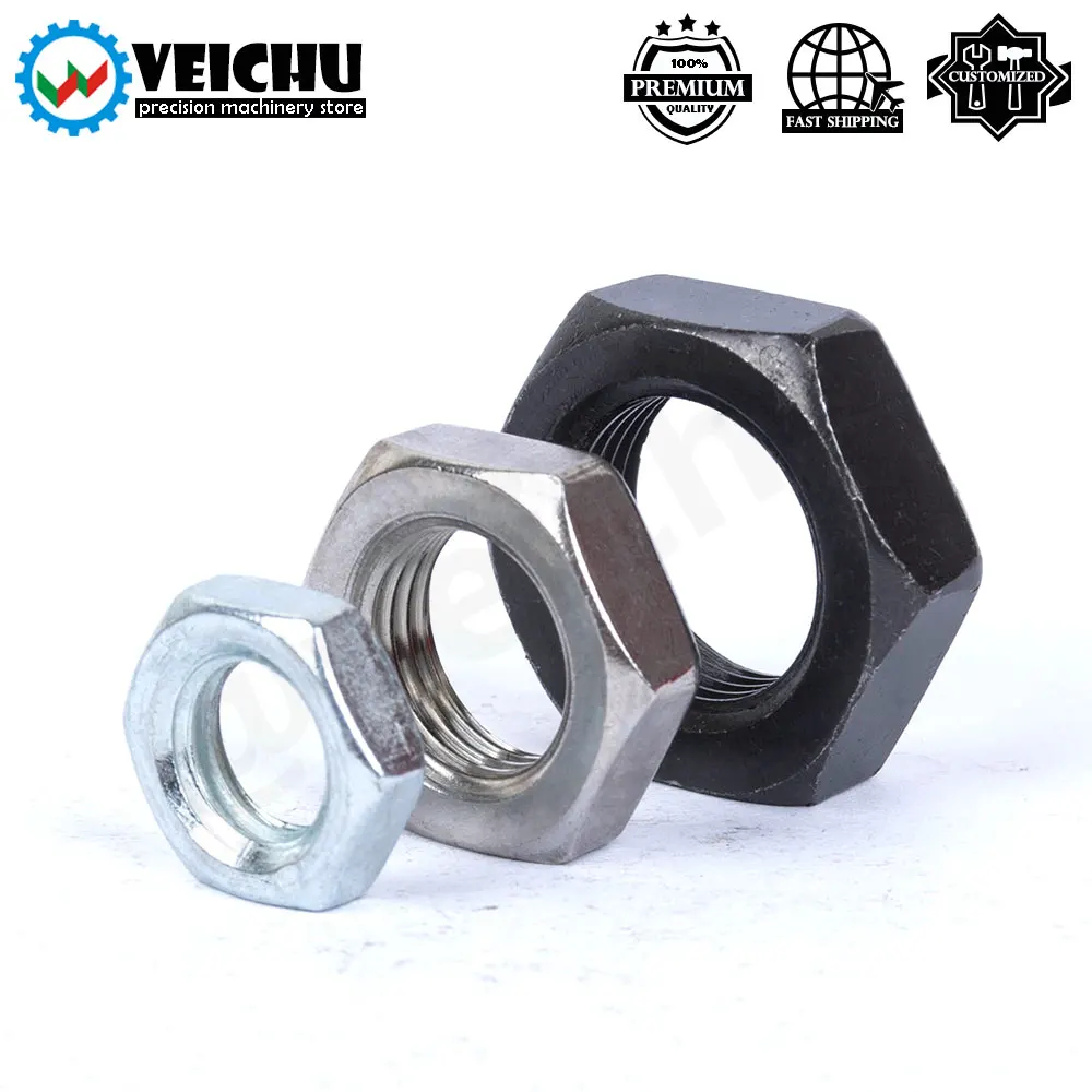 VEICHU 1/2/4/5/10/20pcs M6/M8/M10/M12/M16 Fine/Coarse Thread Carbon/Stainless Steel Hex Hexagon Nut