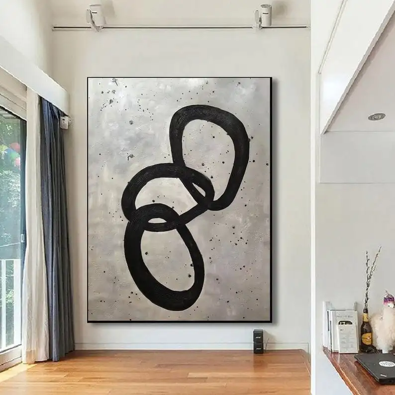 

Large Abstract Painting Original Large Wall Art Modern Abstract Canvas Black And White Wall Art Oversized Abstract Wall Art