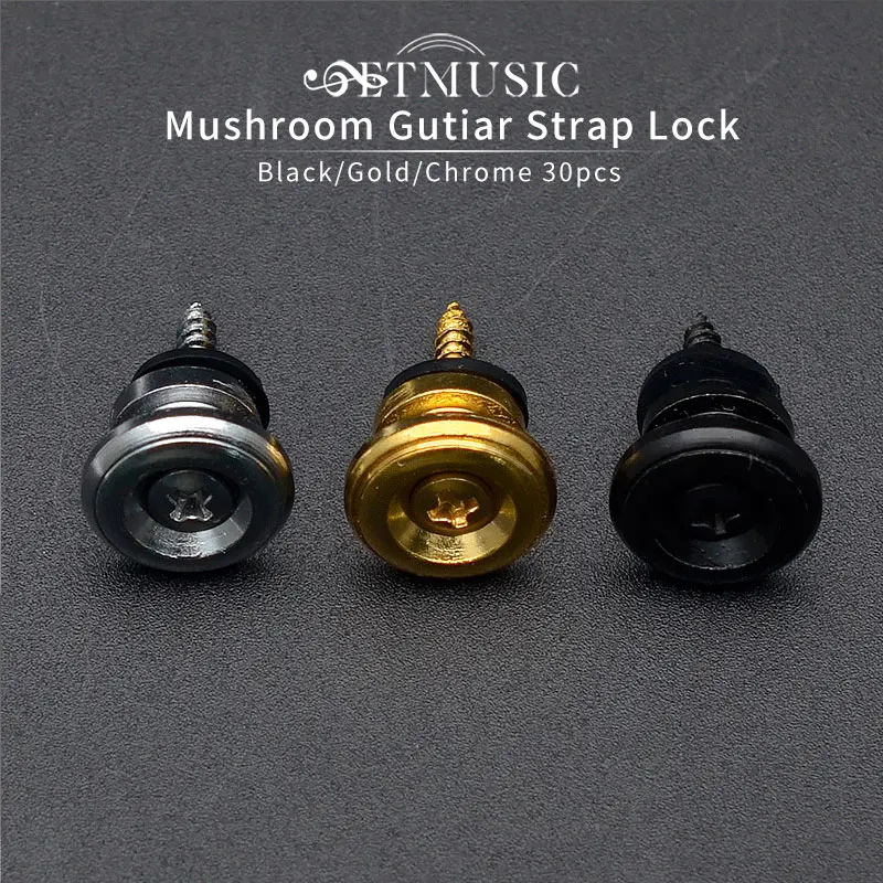 

30pcs High Quality Mushroom Guitar Strap Locks Metal Strap Buttons with Mounting Screws for Guitar Bass Ukulele