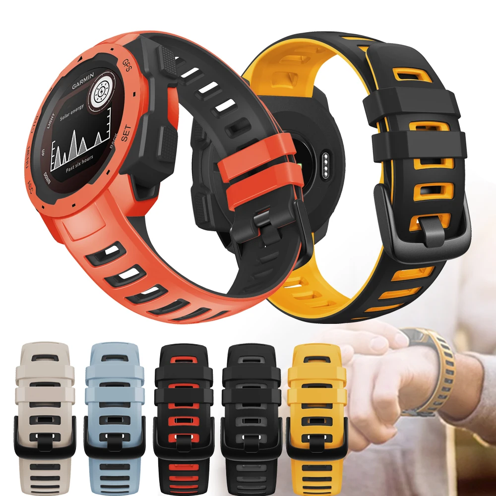 Silicone Watch Band Straps for Garmin Instinct/Instinct Tactical/Solar/Esports Smart Watch 22mm Replacement Wristbands Bracelet