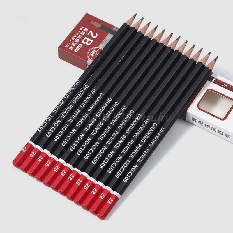 12 teile/schachtel Graphit Bleistift Skizze Zeichnung Schreiben 2H HB 2B 3B 3H 4B 5B 6B 8B 10B Büro schule Liefert