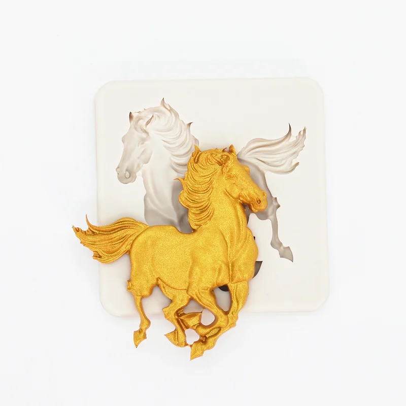 Running Horse Silicone Mold Chocolate Dessert Lace Decoration Supplies DIY Cake Pastry Fondant Moulds Resin Kitchen Baking Tool