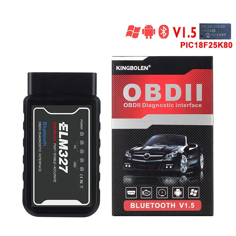 

ELM327 V1.5 PIC18F25K80 ATPPS MHz For Android/IOS/PC Torque OBDII Code Reader