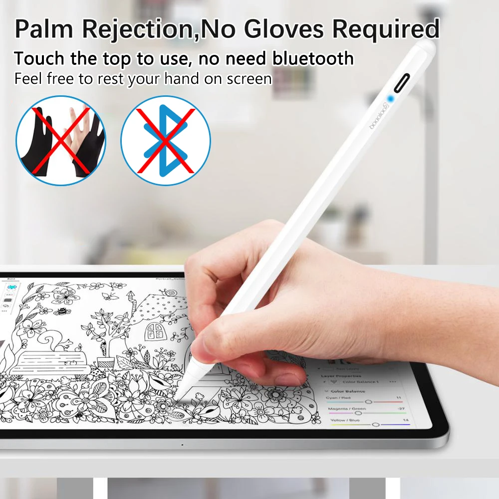 For iPad Pencil with Palm Rejection,Stylus Pen for Apple Pencil 2