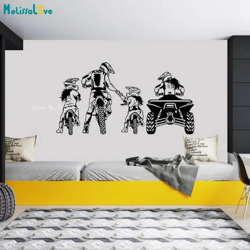 Family Off-road Riding Motocross Wall Sticker Decals Speed Contest Home Decor Living Room Motorcycle Removable Poster YT6481