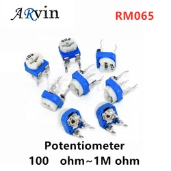 50Pcs RM065 RM-065 100 200 500 1K 2K 5K 10K 20K 50K 100K 200K 500K 1M ohm Trimpot Trimmer Potentiometer variable resistor