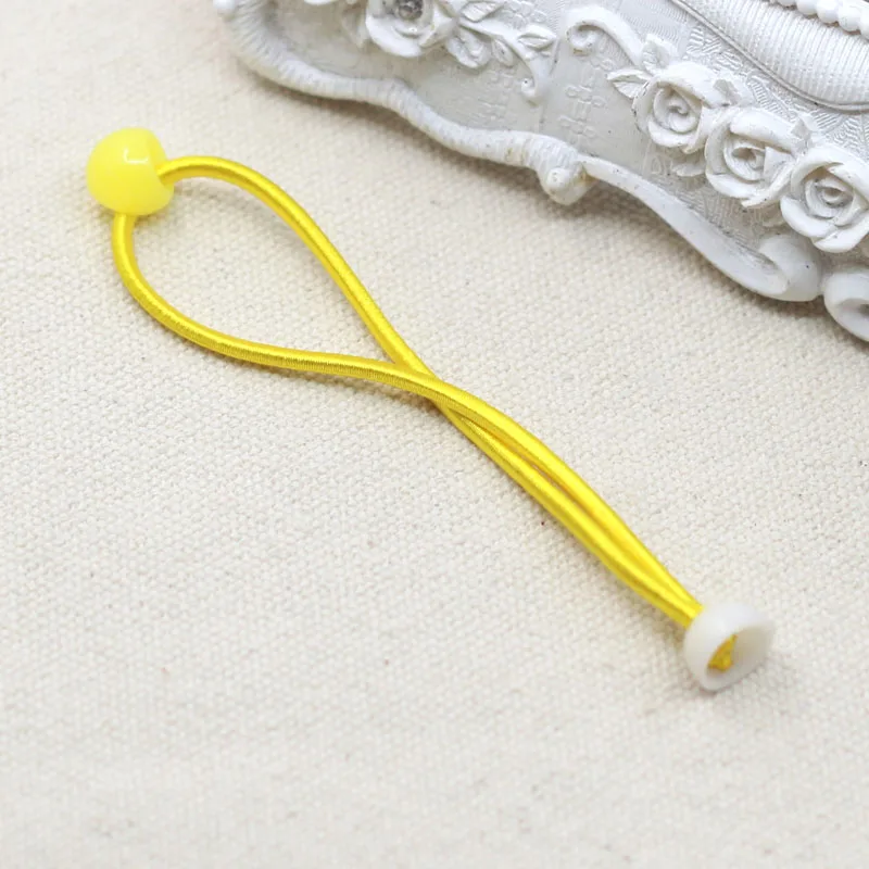 50PCS 2mm Elastic Ponytail Holders with Single Plastic Pads to Attach Charms Plain Hair ties Hair Bands for Kids DIY