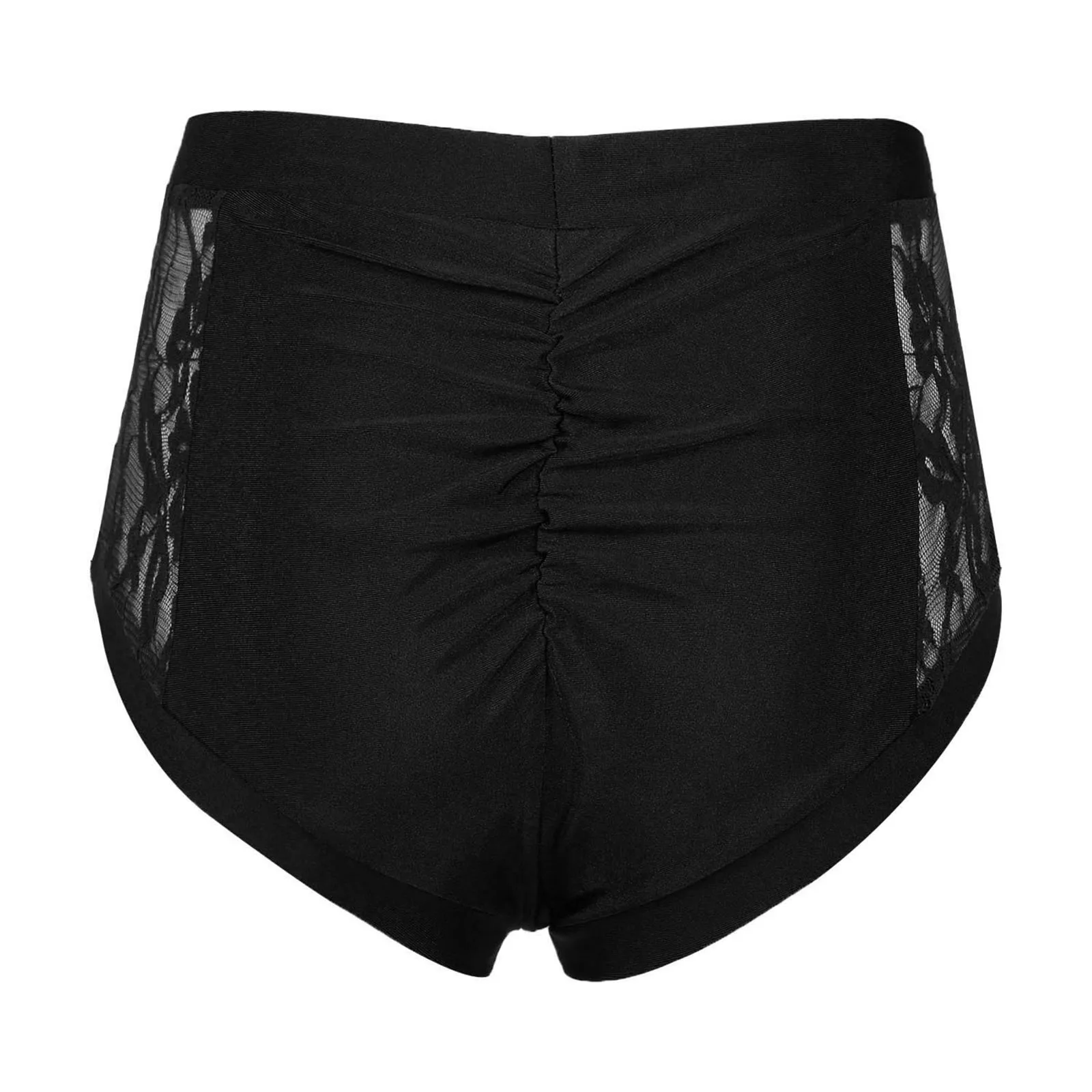 Women\'s Sexy Lace Mini Shorts 2021 Solid Black High Waist Ballet Dance Bottoms Fashion Patchwork Summer Ballerina Booty Shorts