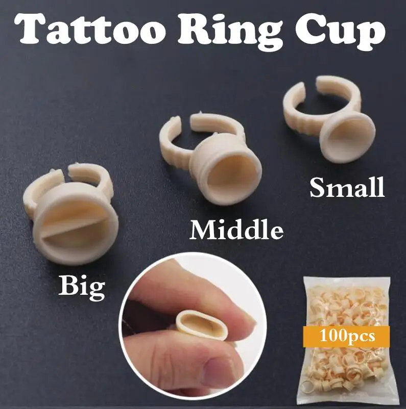 

500Pcs Tattoo Ring Cup Microblading Pigment Makeup Ring No Divider Tattoo Ink Pigment Holder Cup Size S/M/L Pigments Holder Ring