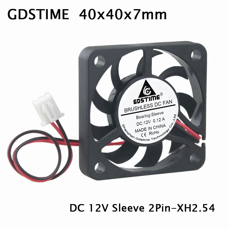 20pcs Lot Gdstime 4007S DC 12V 4cm 40mm 40x40x7mm PC CPU Computer Brushless Cooling Cooler Fan 2Pin