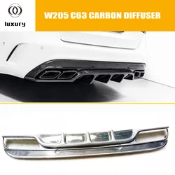 W205 C63 AMG FD Style Carbon Fiber Rear Bumper Diffuser for Benz S205 C63 C63s Sedan & Wagon 2015 - 2020