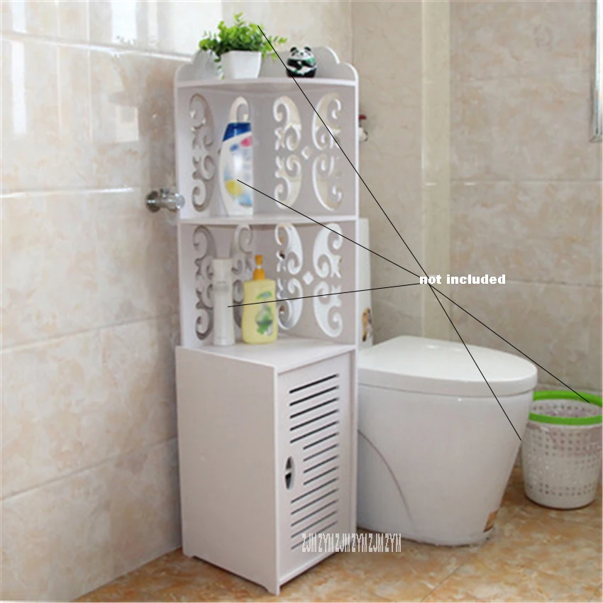 1203030 Hollow Out Bathroom Storage Side Cabinet Floor Type Tissue Storage Rack Waterproof Toilet Vanity Cabinet No Punching