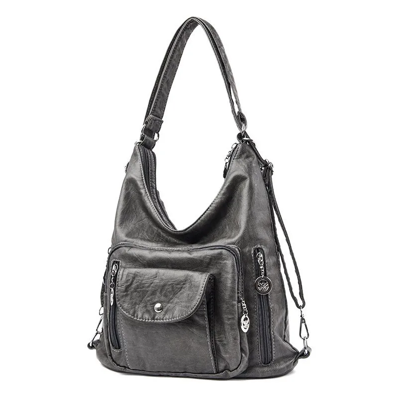 Vintage Frauen Umhängetasche Mode Pu Leder Umhängetasche Designer Geldbörse große Kapazität Handtasche Reisetasche Sack à main – Detail 13
