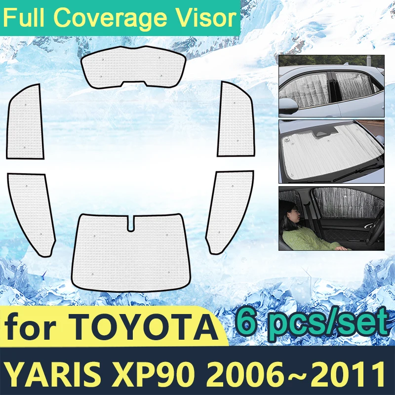 Full Cover Sunshades For Toyota Yaris XP90 2006~2011 Car Sun Protection Windshields Side Window Visor Shaby Accessories 2010