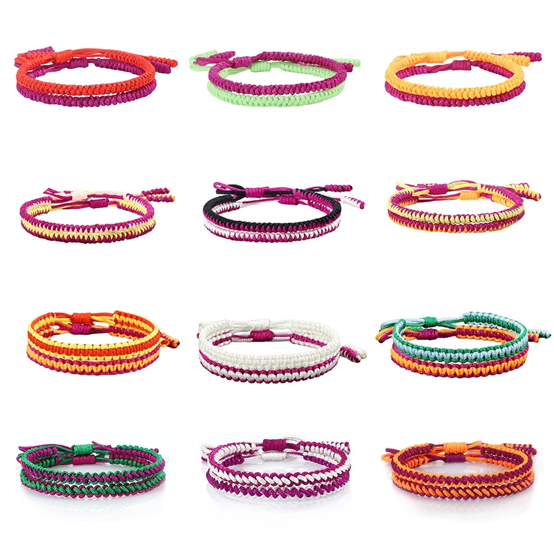 Hand Woven Rope Bracelets Sets Men Women Handmade Braided Lucky Knots Red String Bracelets Friendship Couple Charm Jewelry Gifts