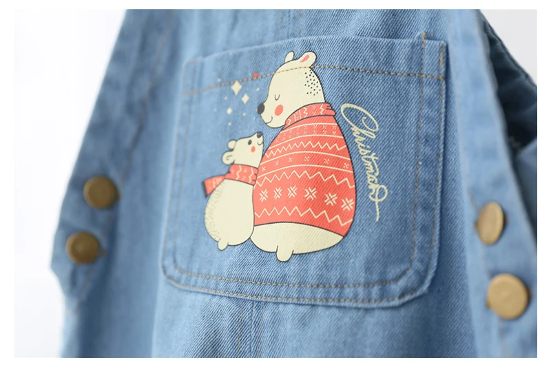 DIIMUU Spring Autumn Pants Baby Boys Girls Overalls Denim Romper Long Trousers Casual Animal Print Infants Boy Dungarees Jeans