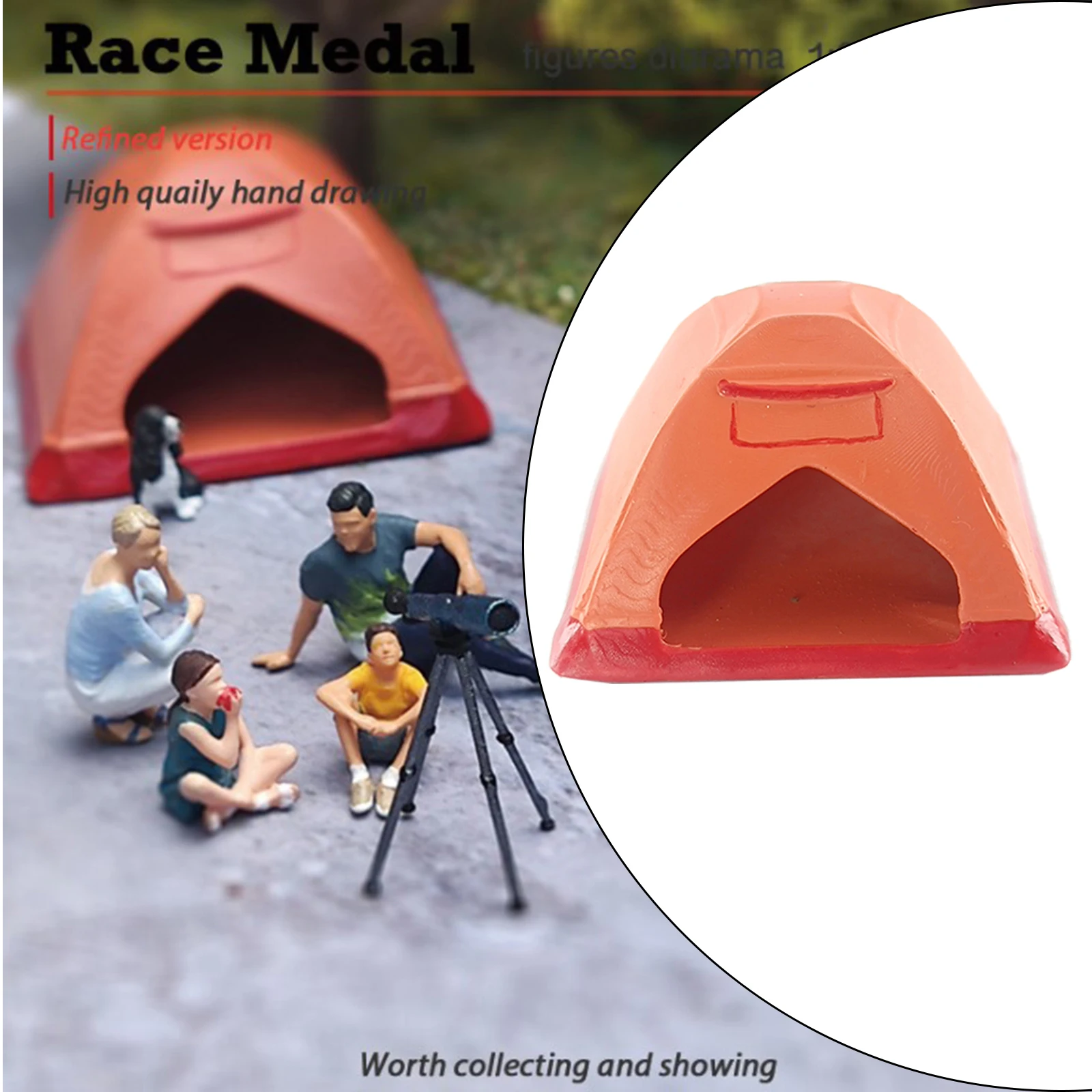 Race Medal 1:64 Resin Figure Miniature Sitting Camping Layout for Fire Wheel