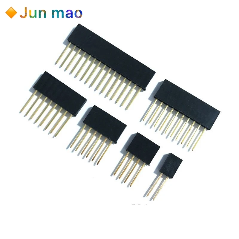10pcs/lot Pin Header 8 pin 2.54MM 10MM Long Needle Female Pin Header Strip Stackable Header Connector 8pin 4pin 6pin 10pin 15pin
