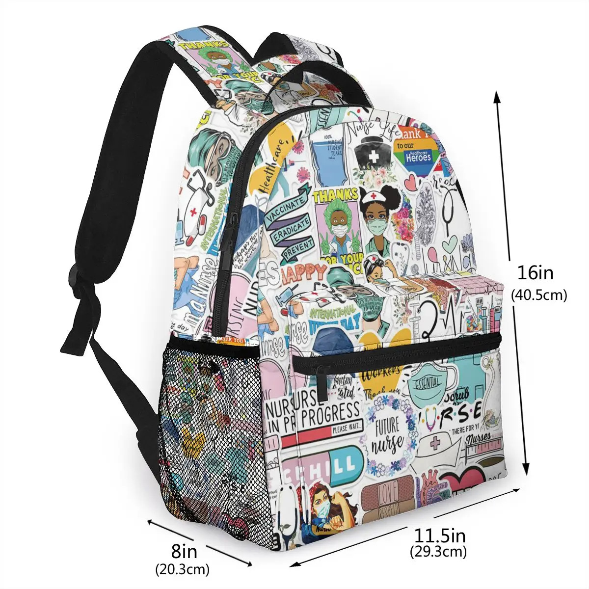 Imagem -02 - Noisydesigns-mochila Escolar Ortopédica para Meninos e Meninas Médicos Kawaii e Enfermeira Print Mochilas Laptop Bolsas Escolares Adolescentes