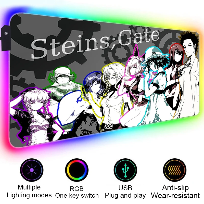 

Mousepad RGB Steins Gate Gaming Pad Mouse Pad Large Oversize 90x40 Desk Mat Gamer Mousepad 80x40 Mousepad Gamer Accessories Pads