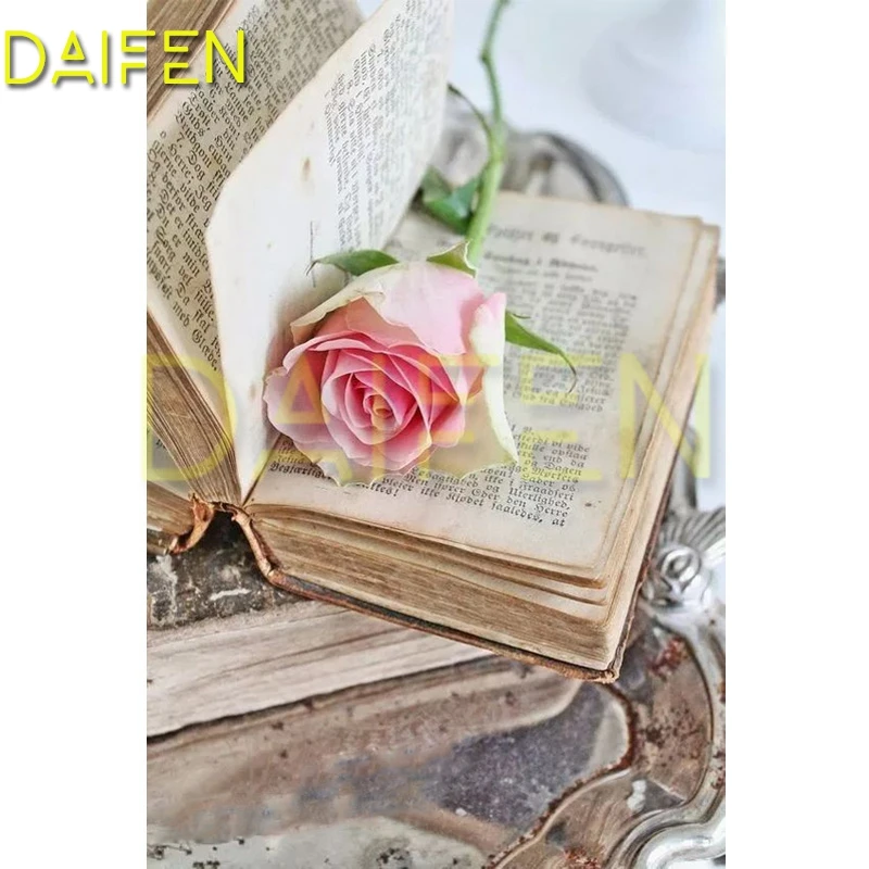 Full Round Diamond mosaic Book rose Full Square Diamond embroidery book Pink Rose 5D DIY Diamond painting Cross stitch Knowledge