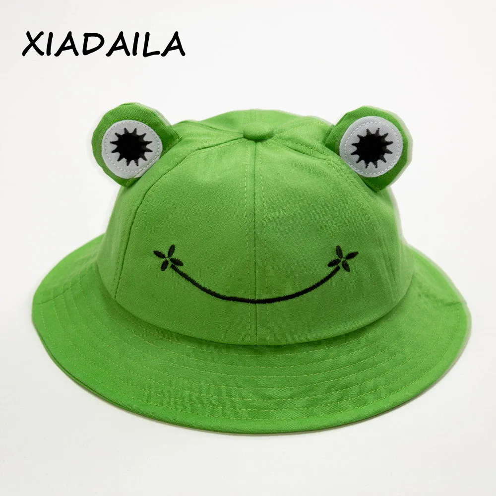 2020 New Fashion Frog Bucket Hat for Women Summer Autumn Plain Women Panama Outdoor Hiking Beach Fishing Cap Sunscreen Female