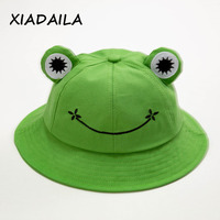 2020 New Fashion Frog Bucket Hat for Women Summer Autumn Plain Women Panama Outdoor Hiking Beach Fishing Cap Sunscreen Female