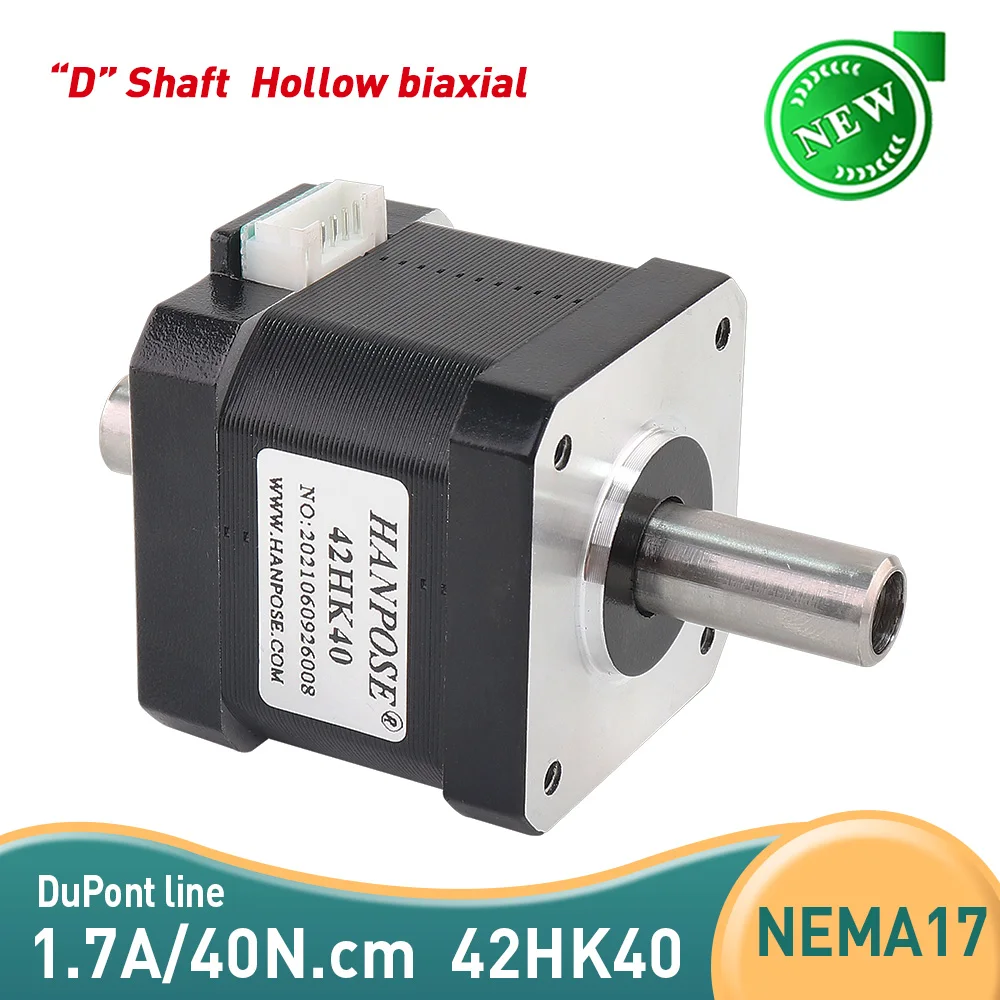 

3 Pieces 1.7A 40N.CM Nema17 Stepper Motor 2 Phase 42HK40 Hollow Dual Shaft Motor 4 Leads 3D Printer 42 Step Motor