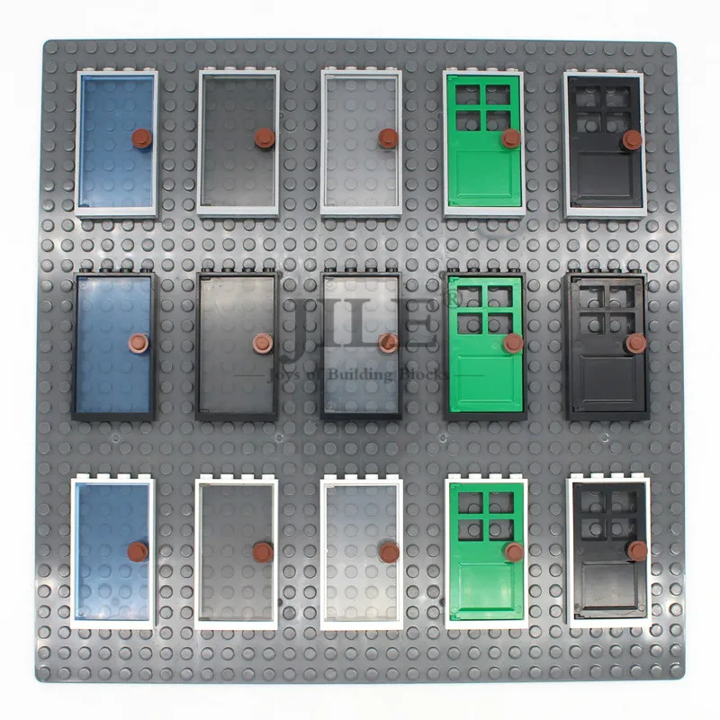 Moc Building Block House Home Door Frame 1x4x6 with Gate Leaf 60596 60623 City Street View DIY Bricks Compatible Assembles Parts