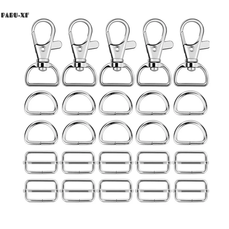 60 Pcs Metal Keychain Bulk Swivel Snap Hooks D Ring and Slide Buckle Triglide for Handbag Backpack DIY Craft Accessories