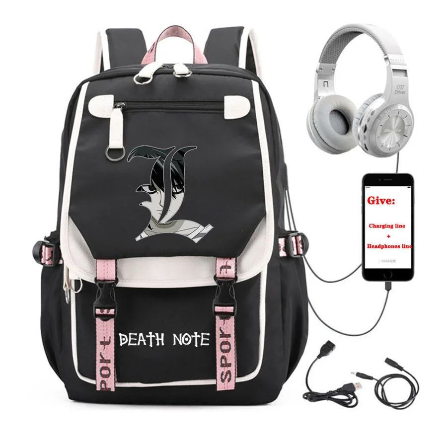 anime Death Note backpack Unisex Travel Backpack student School book Bag USB Charging teenagers Laptop packsack