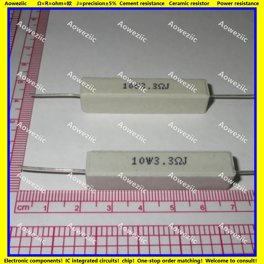 10Pcs RX27 Horizontal cement resistor 10W 3.3 ohm 3.3 RJ 10W3R3J 10W3.3RJ ohm Ceramic Resistance precision 5% Power resistance