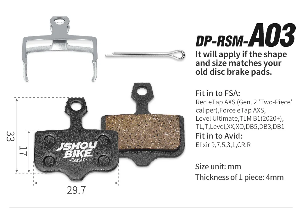 JSHOUBIKE Fahrrad-Bremsbeläge, halbmetallisch, für SHIMANO, SRAM, AVID, HAYES, Magura, Fahrradteile, Bremsbeläge, Fahrradzubehör. – Detail 6