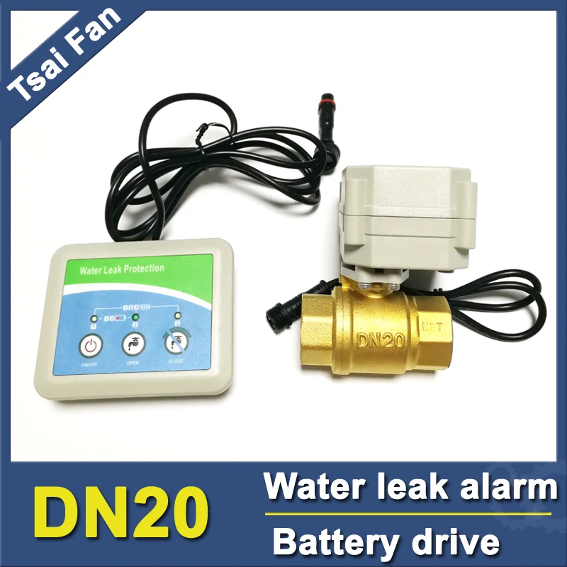 Smart water leak detector shut off electric valve automatically drived by battery, used for DN20, 3/4\