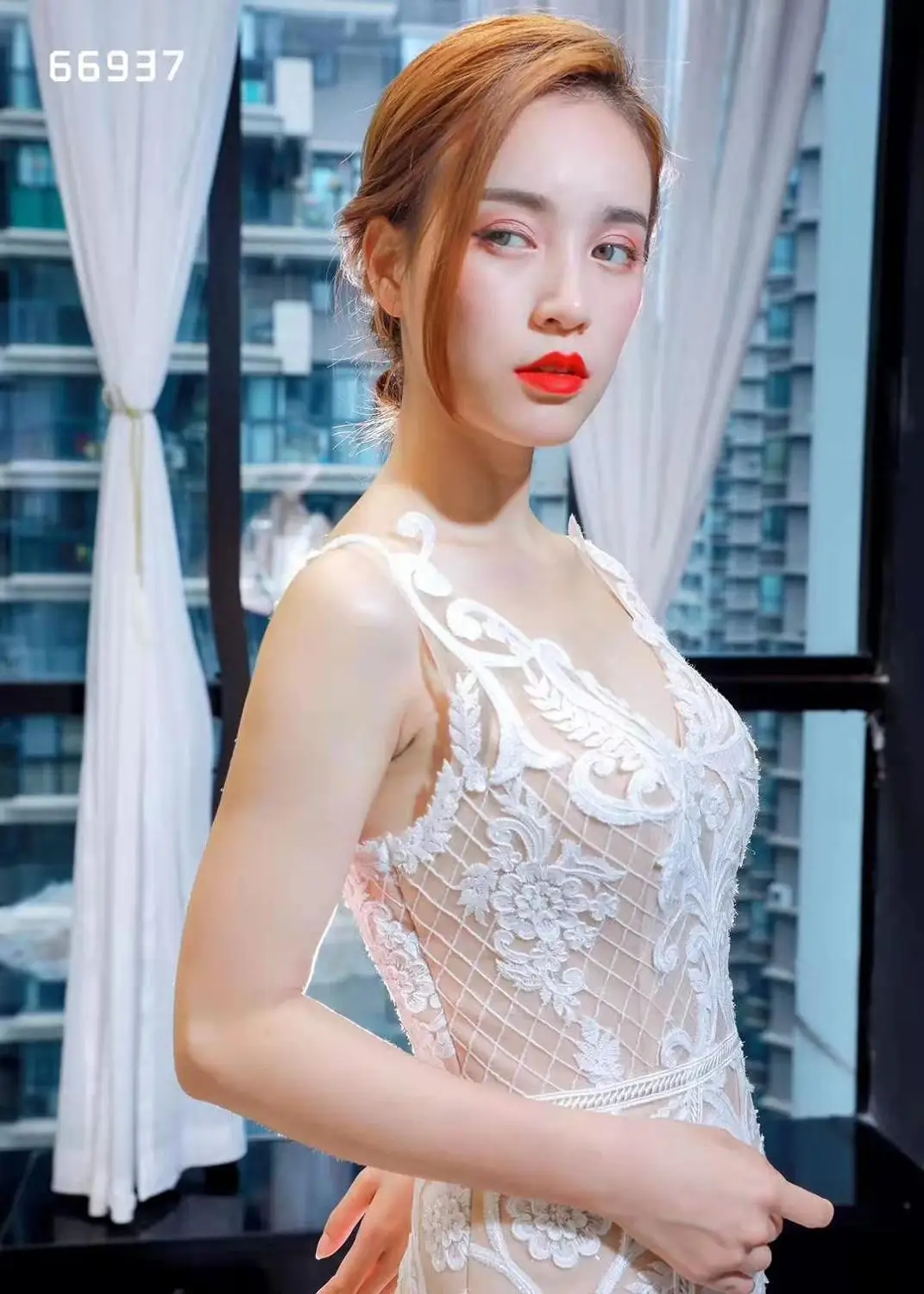 J66937 Jancember Nàng Tiên Cá Váy Cưới Với Xù V Không Tay Cổ Hoa Văn Ren Kèn Trumpet Đầm Cô Dâu Đầm Vestido De Noiva Sereia