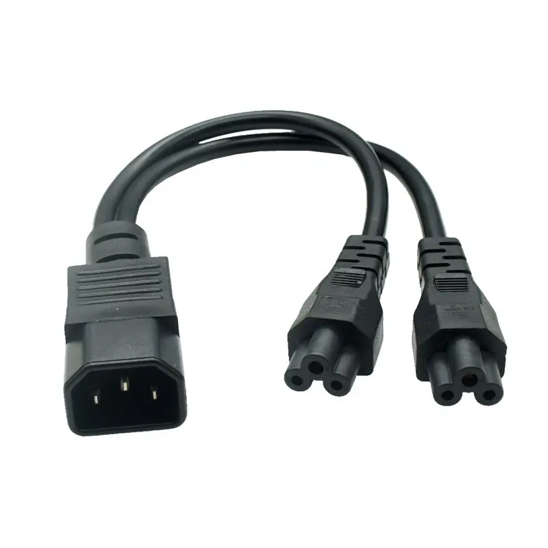 30CM Power Y Type Splitter Adapter Cable Single IEC 320 C14 Male to Dual C5 Female Short Cord for Computer host display 0.3M 1FT