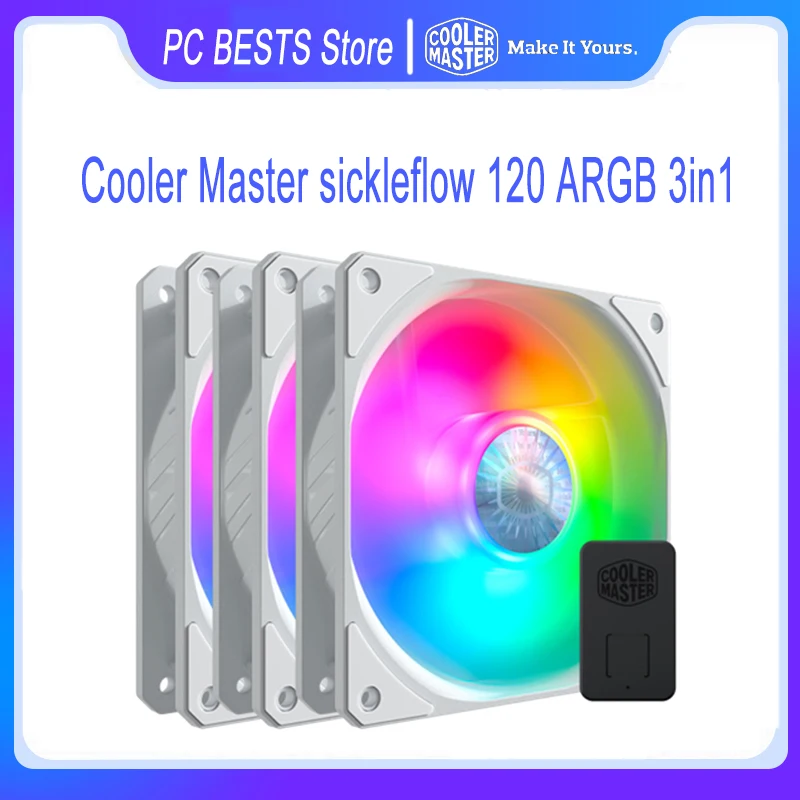 Cooler Master Sickleflow 120 ARGB 3in1 White Edition 120mm 5V PWM Quiet CPU Cooling Computer Case Fan Addressable RGB Controller