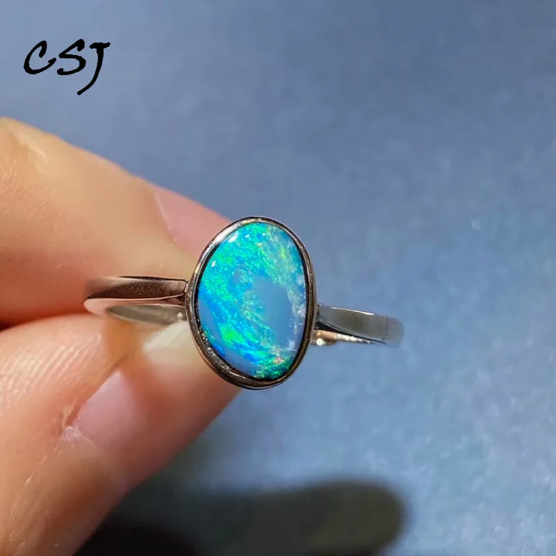 

CSJ Real Natural Opal Rings Sterling 925 Silver Origin Australia for Women Party Wedding Engagement Birthday Gift Fine Jewelry