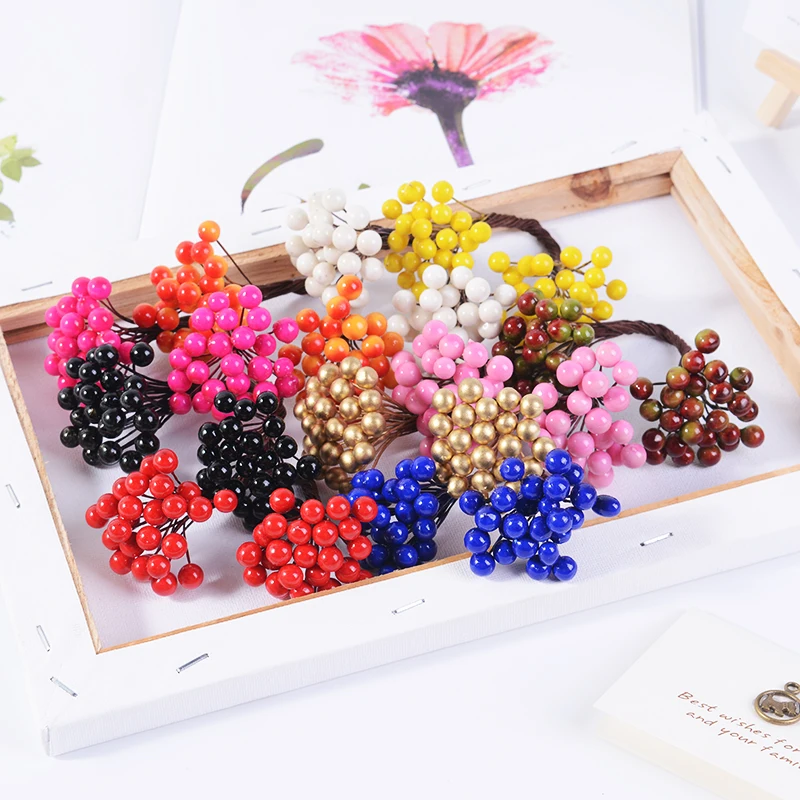 25pcs 50heads Artificial Flower Christmas Berry Bacca For Wedding Decoration DIY Scrapbooking Decorative Wreath Fake Flowers