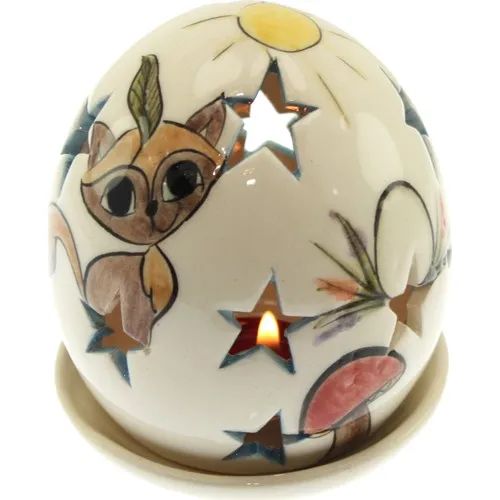 Authentic Tile Traveler Fox Egg Candle Holder